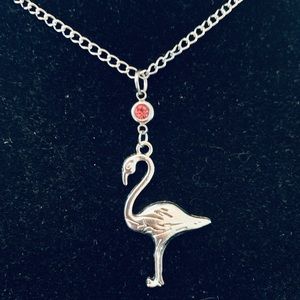 Flamingo Chain necklace with pink rhinestone charm